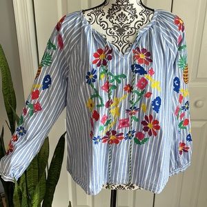 Stitch Fix Skies Are Blue Striped Floral Blouse